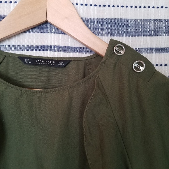 Zara Olive Ruffle Top - Picture 7 of 7